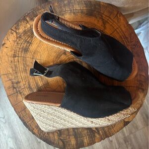 George / Black / Wedge Sandals / Peep Toe